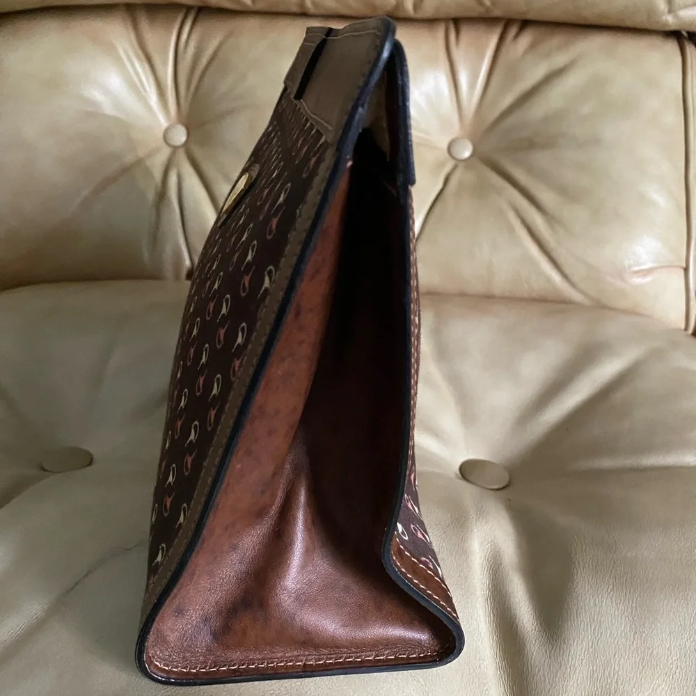 Vintage Gucci LKNW Oversized Clutch Toiletry Bag Horsebit Logo Fabric/Leather